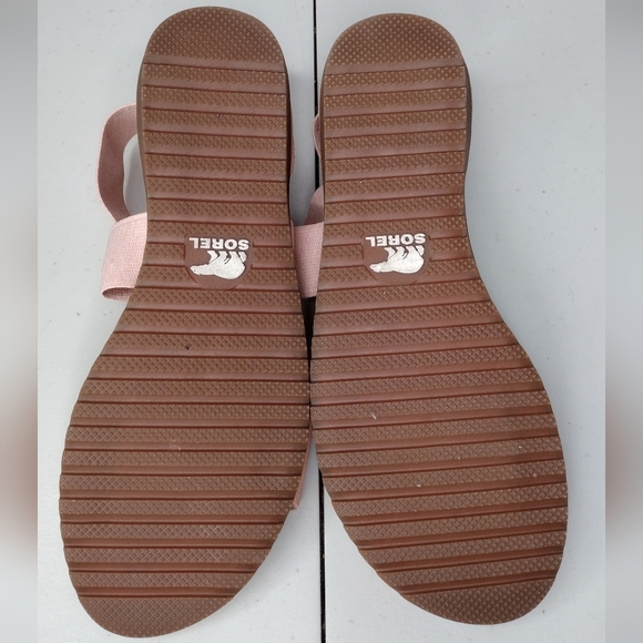 Sorel Ella Pink Leather Canvas Cross Strappy Slip On Flat Sandals Sz 8.5 - Picture 13 of 13
